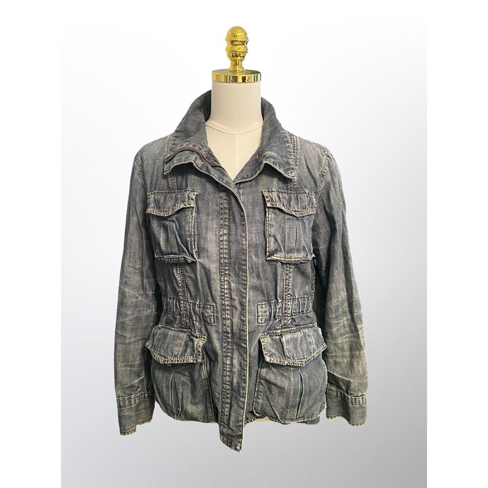 VIntage Gap Utility Denim Field Women's Jacket M Distressed Cargo Y2K Gorpcore
